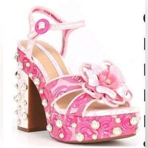 Gianni Bini Pink Pearl Embellished Heels